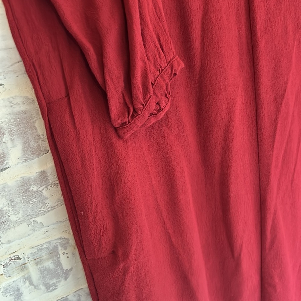 MADEWELL Dress Du Jour Tunic Dress Size XXS V-Neck Pockets L/S Red Garnet Womens - Picture 7 of 11